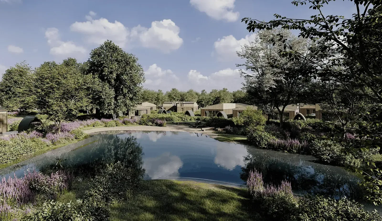 Luchtfoto van Nala Village met villa’s in het herstelde coulisselandschap